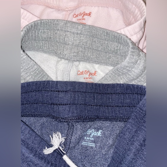 Cat & Jack girls size 6x bundle of 3 sweatpants pink grey navy blue draw string - Picture 2 of 3